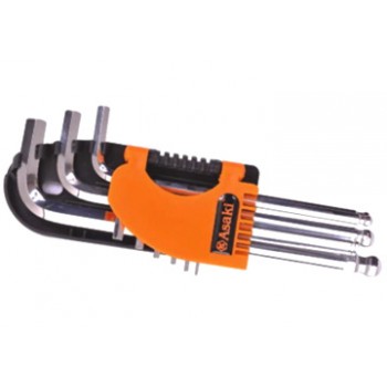 1.5-10mm Bộ lục giác đầu bi 9 cây dài Asaki AK-193