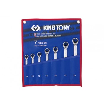 10-19mm bộ cờ lê vòng miệng 7 cái hệ mét Kingtony 12207MR