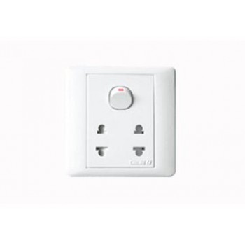 16A Ổ cắm đôi 2 chấu và 1 công tắc 1 chiều