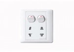 16A Ổ cắm đôi 2 chấu và 2 công tắc 1 chiều