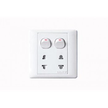 16A Ổ cắm đôi 2 chấu và 2 công tắc 1 chiều