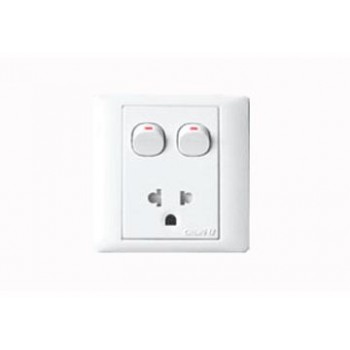 16A Ổ cắm đơn 3 chấu và 2 công tắc 1 chiều
